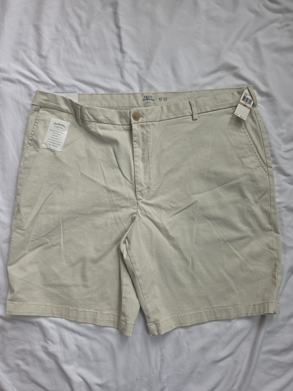 NWT IZOD Saltwater Men’s 42 Stone Stretch Flat Front Shorts 9.5"
